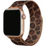 Apple Watch 10 42MM 9 8 7 6 Se Uyumlu 38 40 41MM Leopar Desenli Mıknatıslı Metal Hasır Kordon - Watch 10 42mm 38 40 41mm
