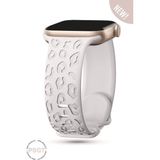 Apple Watch 10 42MM - Watch2/3/4/5/6/se/7/8/9 (38-40-41)Mm Kordon Leoline 38 Desen Yumuşak Silikon - Starlight - 38-40-41MM