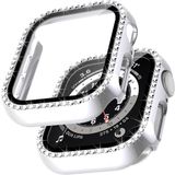 Apple Watch 10 serisi 46mm ile uyumlu Ekran Koruyuculu Tek Sıra Kenar Taşlı Sert PC Kasa Koruyucu Gümüş