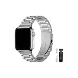 Apple Watch 2/3/4/5/6/7/8/9/42mm44mm45mm49mm ile Uyumlu Paslanmaz Çelik Kordon ve Ayarlama Aparatı Gümüş