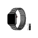 Apple Watch 38mm 40mm 41mm 1 2 3 4 5 6 7 8 Se Seri Paslanmaz Çelik Kordon Ve Ayarlama Aparatı Siyah