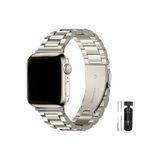 Apple Watch 38mm 40mm 41mm 1 2 3 4 5 6 7 8 Se Seri Paslanmaz Çelik Kordon Ve Ayarlama Aparatı Starlight