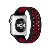 Apple Watch 38mm Ayarlı Delikli Silikon Kordon - Kırmızı-siyah