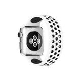 Apple Watch 38Mm Ayarlı Delikli Silikon Kordon (Saat Değildir) - Beyaz-Siyah