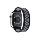 Apple Watch 38Mm Ayarlı Delikli Silikon Kordon (Saat Değildir) - Siyah-Gri