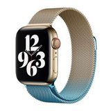 Apple Watch 38mm Metal Mıknatıslı Kordon - Metalik Gold-Mavi