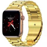 Apple Watch 42Mm 44Mm 45Mm Watch Seri 3 4 5 6 7 Se Uyumlu Ironweft Döküm Çelik Metal Kordon Gold