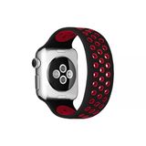 Apple Watch 42Mm Ayarlı Delikli Silikon Kordon (Saat Değildir) - Siyah-Kırmızı
