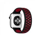 Apple Watch 42mm Ayarlı Delikli Silikon Kordon - Siyah-kırmızı