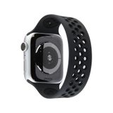 Apple Watch 42mm Ayarlı Delikli Silikon Kordon - Siyah-siyah