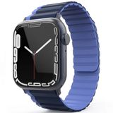 Apple Watch 42Mm Movenchy Mo-Wb1 Çift Renk Mıknatıslı Silikon Kordon - Lacivert-Mavi