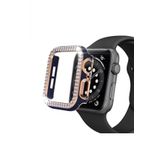 Apple Watch 7 41mm Uyumlu Çift Sıra Parlak Taşlı Rubber Kasa Kapak