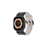 Apple Watch 7 45mm Uyumlu Fuchsia KRD-1101 Titanyum Metal Başlıklı Silikon Kordon