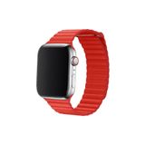 Apple Watch Deri Magnet Kordon 1 2 3 4 5 6 7 8 Se Ultra 42-44-45-49mm Kırmızı
