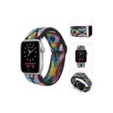 Apple Watch Renkli 7 8 6 5 4 Uyumlu Yumuşak Elastik Kordon 38/40/ mm S Uyumlu Örgü - 27W QB Black