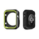 Apple Watch Seri 1 2 3 İçin 38 MM İki Renkli Silikon Tpu Kılıf (Siyah Sarı)