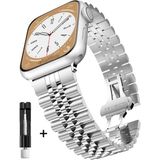 Apple Watch Seri 2 3 4 5 6 7 8 Se Ultra Uyumlu 38 40 41 mm Uyumlu Paslanmaz Çelik Rolex Saat Kordonu - Apple Watch 38-40-41mm - Gümüş