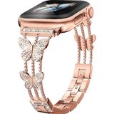 Apple Watch Seri 2/3/4/5/6/7/8/9/Se 38 40 41Mm Uyumlu Metal Ayarlanabilir Kelebekli Kordon