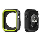 Apple Watch Seri 4 İçin 44 MM İki Renkli Silikon Tpu Kılıf (Siyah Sarı)