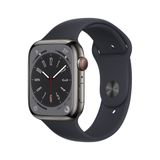 Apple Watch Series 8 GPS+Cellular 45 mm Paslanmaz Çelik Kasa Spor Kordon Gece Yarısı Akıllı Saat Yenilenmiş