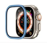Apple Watch Ultra 49MM Uyumlu Metal Çerçeveli Ekran Koruyucu - Mavi