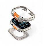 Apple Watch Ultra 49mm Uyumlu Premium Metal Koruma Kılıfı, Alüminyum Bumper Çerçeve, Darbe Önleyici Kapak Kasa Darbe, çizik ve düşmelere karşı tam koruma sağlar. (Gümüş)