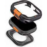 Apple Watch Ultra-Ultra2 Metal Kasa Koruma Darbe Önleyici Alüminyum Çerçeve Bumper Case (49MM Uyumlu) - Siyah