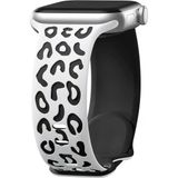 Apple Watch Uyumlu 44 45 46Mm Leopar Desenli Yumuşak Silikon Kordon Seri 2 3 4 5 6 Se 7 8 9 10 Beyaz