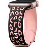 Apple Watch Uyumlu 44 45 46Mm Leopar Desenli Yumuşak Silikon Kordon Seri 2 3 4 5 6 Se 7 8 9 10 Pembe