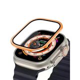 Apple Watch Uyumlu Ekran Koruyucu Turuncu 49Mm Ultra 2-3 Temperli Akıllı Saat Camı Çizilmez Çelik Çerçeveli