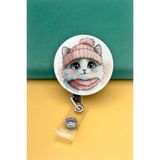 Apptakı Bereli Kedi Metal Buton Yoyo Yaka Kartığı Kart Tutucu Yoyo Kartlık - MBY0079