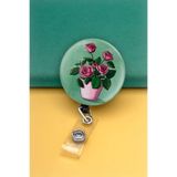 Apptakı Pembe Gül Buton Yoyo Yaka Kartığı Kart Tutucu Yoyo Kartlık - MBY0053