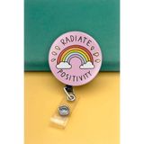 Apptakı Radiate Positivity Gökkuşağı Metal Buton Yoyo Yaka Kartığı Kart Tutucu Yoyo Kartlık - MBY0075