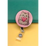 Apptakı Tatlı Kedi Metal Buton Yoyo Yaka Kartığı Kart Tutucu Yoyo Kartlık - MBY0147