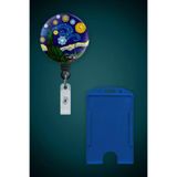 Apptakı Van Gogh Yıldızlı Geceler Metal Buton Yoyo Yaka Kartığı Kart Tutucu Yoyo ve Kartlık - MYK0004-1