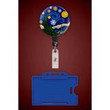 Apptakı Van Gogh Yıldızlı Geceler Metal Buton Yoyo Yaka Kartığı Kart Tutucu Yoyo ve Kartlık - MYK0004