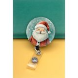 Apptakı Yılbaşı Noel Baba Metal Buton Yoyo Yaka Kartığı Kart Tutucu Yoyo Kartlık - MBY0153