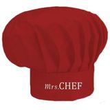 Apr10 Mrs.chef Nakış Işlemeli Mantar Kep Aşçı Şef Şapkası - Standart - Kırmızı