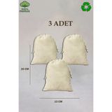 APRENDİ 15x20 Cm Ham Bez Kese –3'lü Set | %100 Pamuk | Doğa Dostu Mini Torba