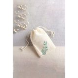 APRENDİ Doğal Bez Kese 10x15 cm (5 Adet) – Okaliptus Desenli | Lavanta, Takı, Sabun, Hediye Kesesi
