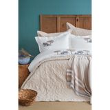 Apricitas Home Aleph Linen Çift Kişilik %100 Pamuk Nevresim Takımı ve Battaniye-Yatak Örtüsü Seti - 230 x 240 cm - Bej