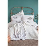 Apricitas Home Aleph White Çift Kişilik %100 Pamuk Nevresim Takımı ve Battaniye-Yatak Örtüsü Seti - 230 x 240 cm - Beyaz
