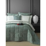 Apricitas Home Barones Çift Kişilik Kadife Yatak Örtüsü ve Pamuk Saten Nevresim Seti - 240 x 250 cm - Açık Yeşil