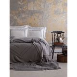Apricitas Home Moneda Triko Çift Kişilik Yatak Örtülü Nevresim Seti - Gri - 220 x 240 cm