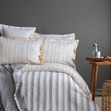 Apricitas Home Muslin Çift Kişilik Yatak Örtülü Nevresim Takımı Stripe Beige Bej