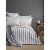 Apricitas Home Müslin Collection Stripe Gri Çift Kişilik Müslin Yatak Örtülü Pamuk Nevresim Takımı - 200 x 220 cm