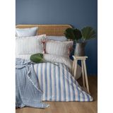 Apricitas Home Müslin Collection Stripe Mavi Çift Kişilik Müslin Yatak Örtülü Pamuk Nevresim Takımı - Beyaz - Mavi - 200 x 220 cm