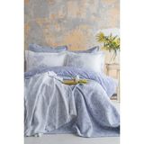 Apricitas Home Sorella Cobalt Çift Kişilik %100 Pamuk Nevresim Takımı ve Battaniye-Yatak Örtüsü Seti - 230 x 240 cm - Mavi