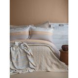 Apricitas Home Timeless Prime Set Pisagor Bej Çift Kişilik Battaniyeli ve Yatak Örtülü %100 Pamuk Nevresim Takımı - 230 x 240 cm