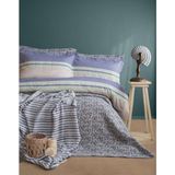 Apricitas Home Timeless Prime Set Pisagor Indigo Çift Kişilik Battaniyeli Yatak Örtülü %100 Pamuk Nevresim Takımı - 230 x 240 cm - İndigo - Beyaz